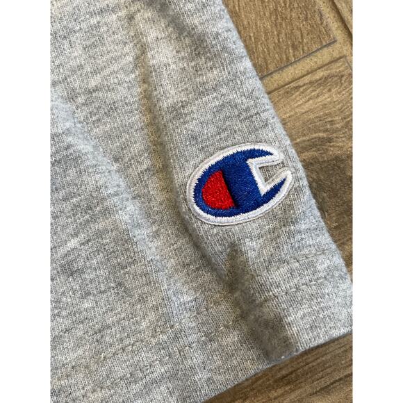 Champion T-Shirt Mens Medium Gray Logo 100% Cotton Crew Neck Short Sleeve - Picture 3 of 6